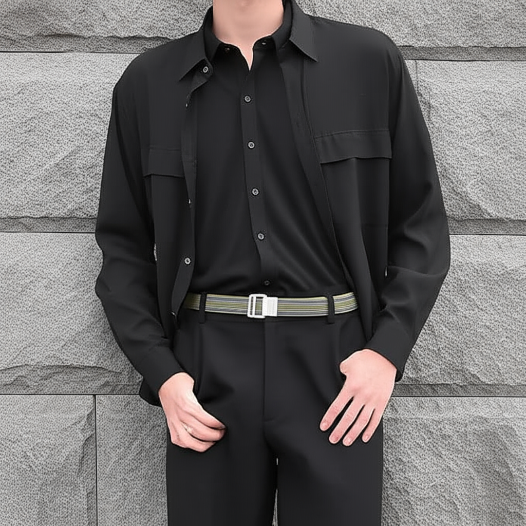 Unisex Canvas Riem met Dubbele Metalen Ring Gesp - Verstelbare Gestreepte Tailleband