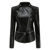 Elegant Leren Jasje met Asymmetrische Rits en Reverskraag