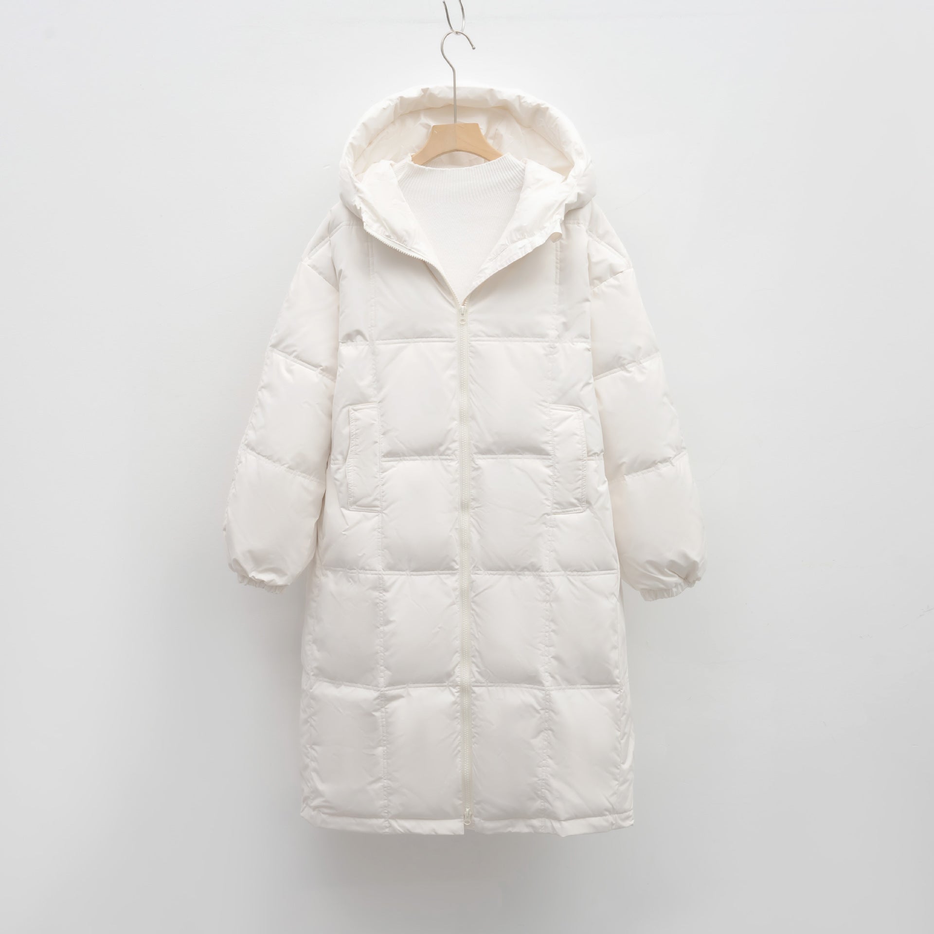 Dames Lange Gewatteerde Jas – Warme Winterjas met Capuchon