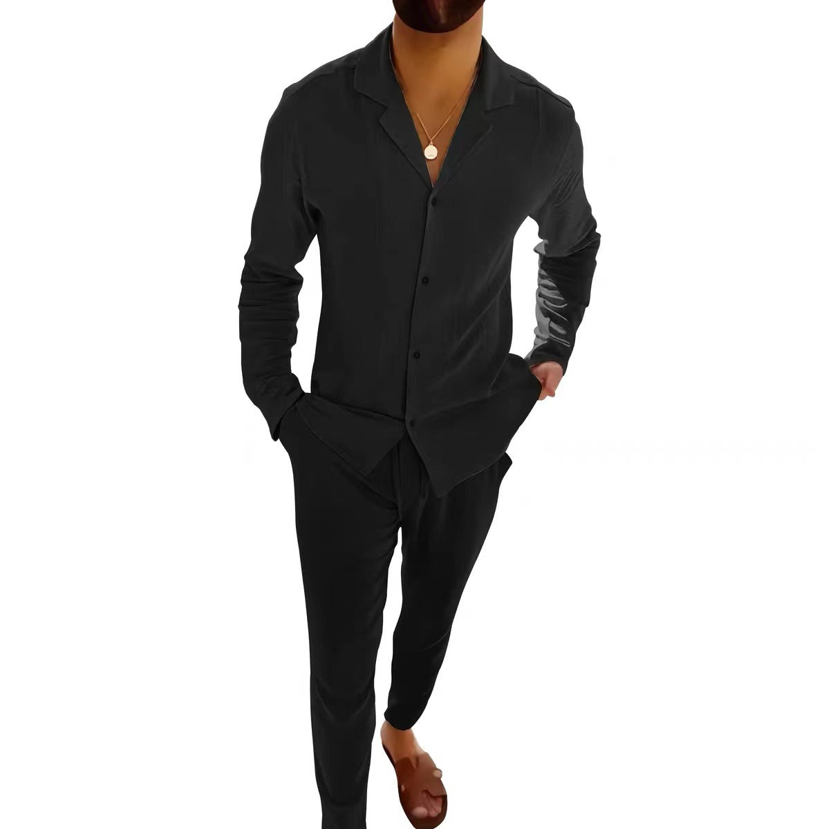 2-delig Herenpak Slim Fit Katoen Effen Design