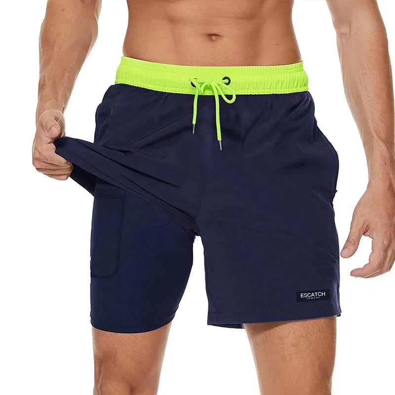 Heren Zwemshort Sportief met Ritszakken en Compressievoering