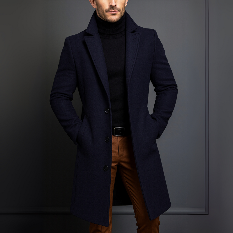 Hoge kwaliteit herenmantel van zuivere wol