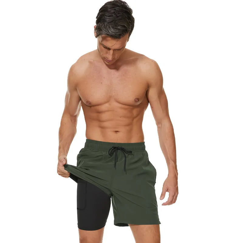 Heren Zwemshort Sportief met Ritszakken en Compressievoering