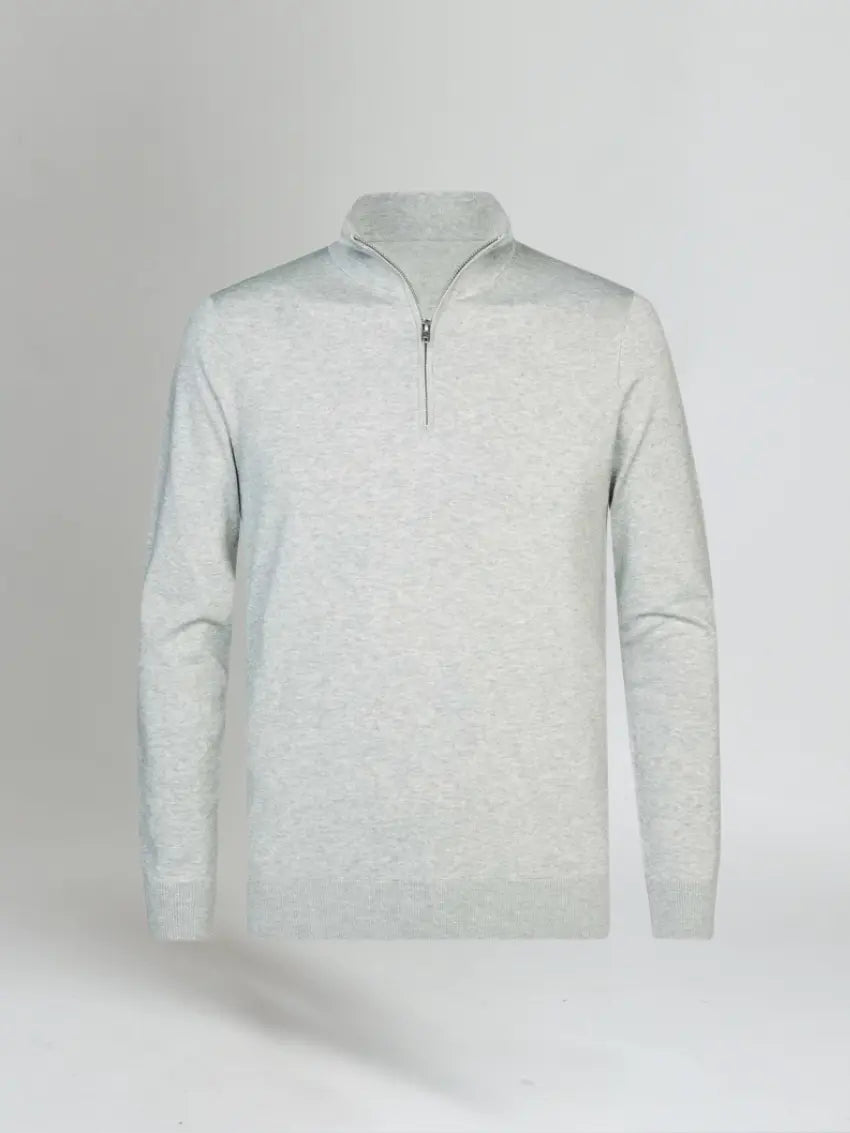 Lichtgrijze Half Zip Sweater Heren – Comfort en Stijl