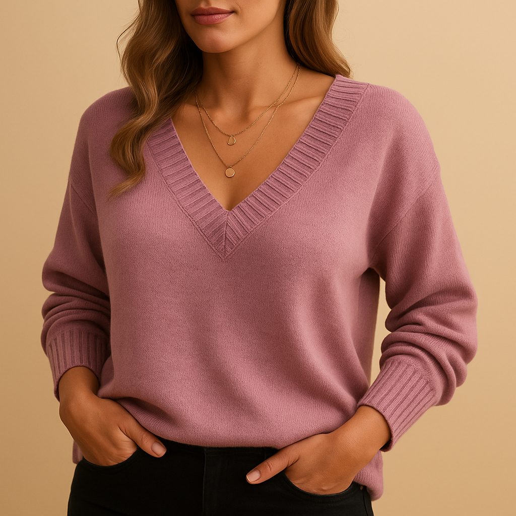 Gebreide Damestrui – Zachte V-hals Knit met Ontspannen Pasvorm
