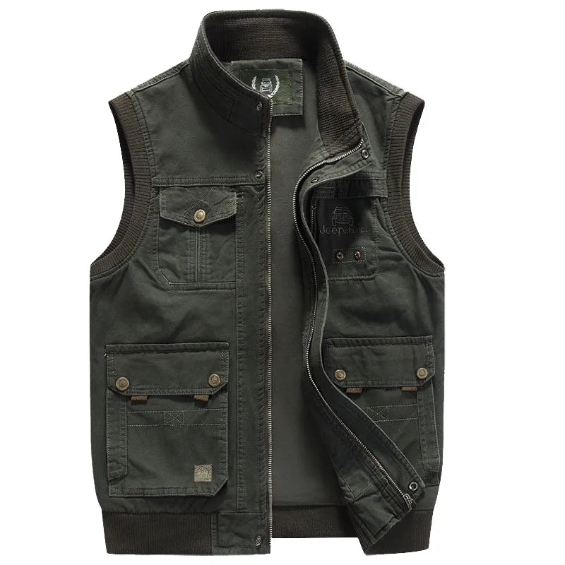 Duurzame vintage heren bodywarmer met meerdere zakken