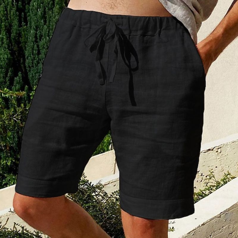 Linnen Heren Short met Ademend Materiaal en Elastische Tailleband