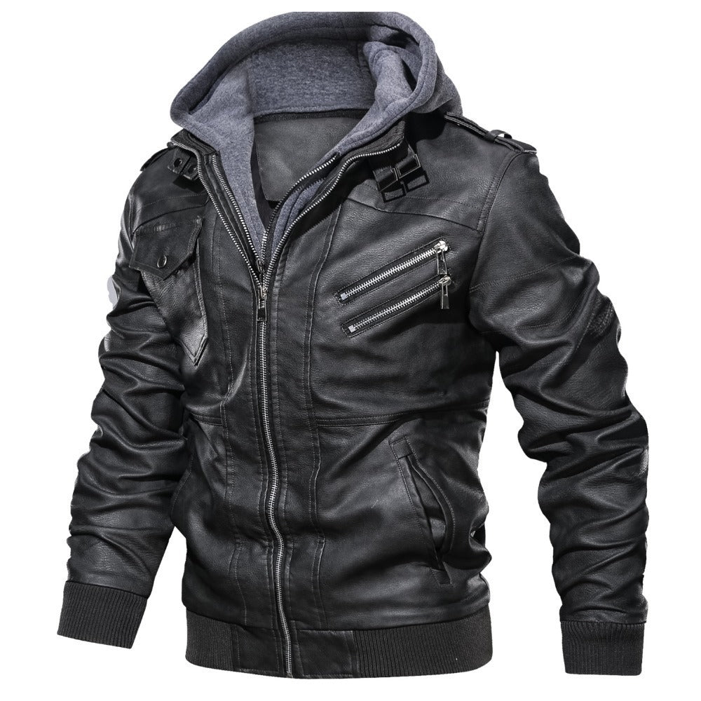 Herren Übergangsjacke mit Kapuze – Vintage Streetstyle Bikerlook