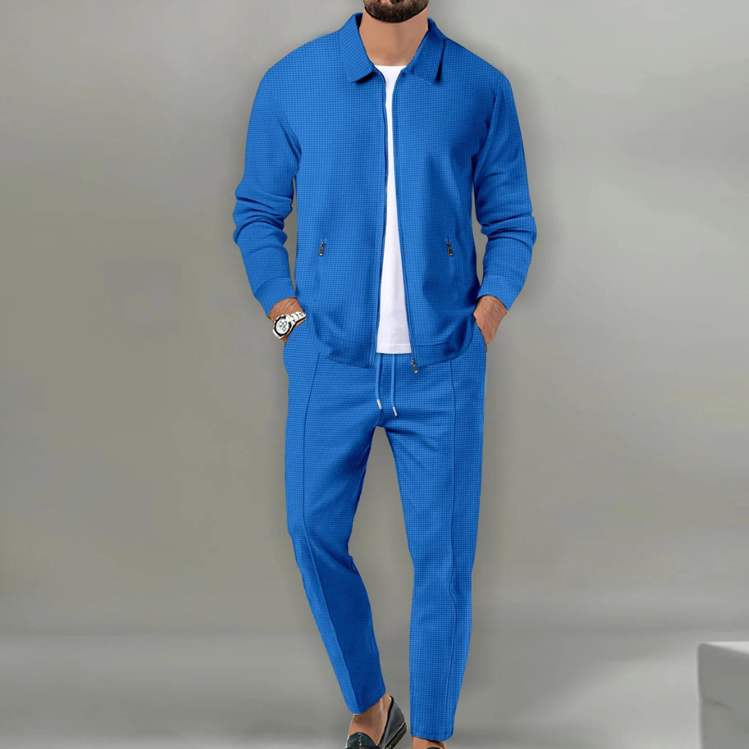 Stijlvolle Heren Set met Wafeltextuur en Comfort Fit