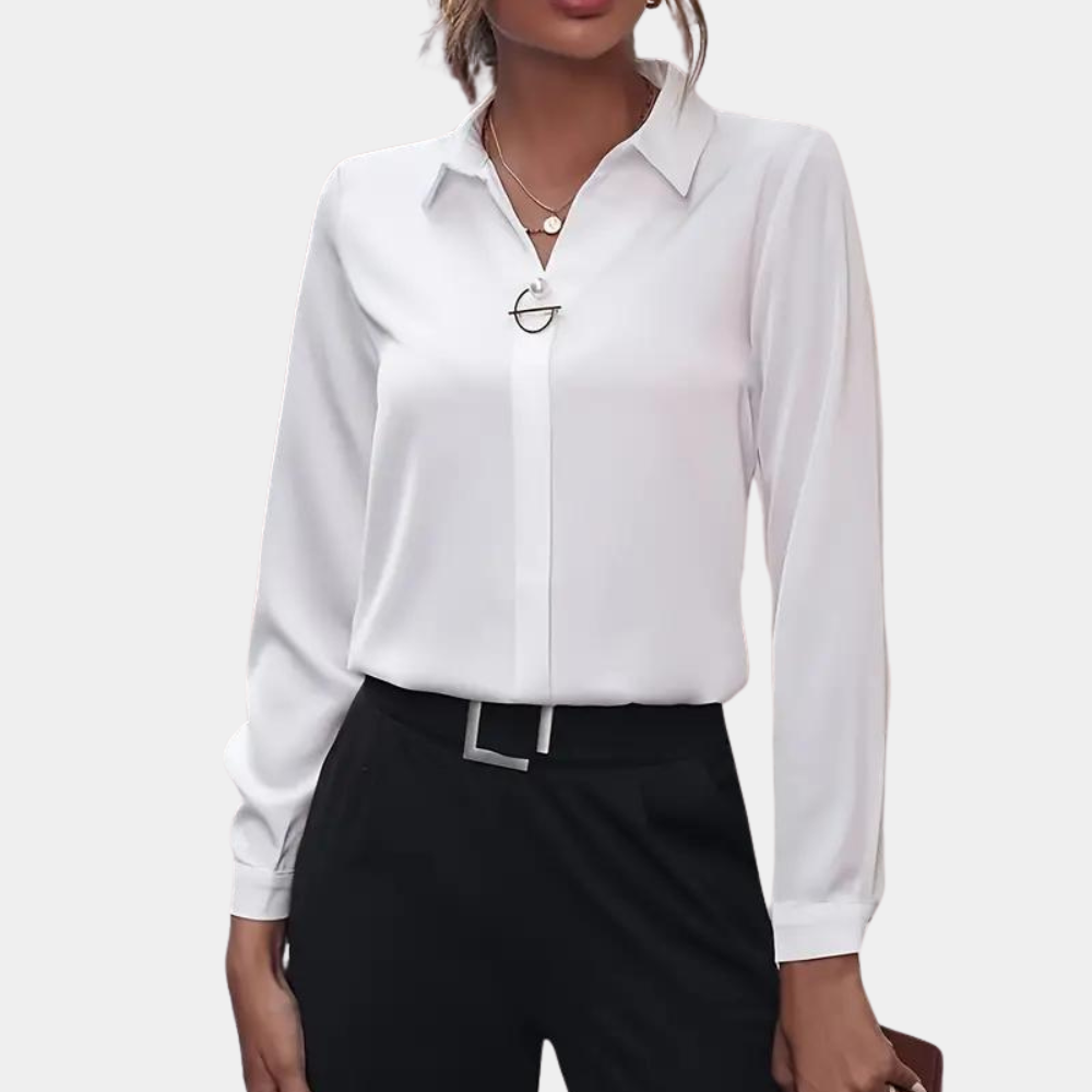 Damesblouse in Effen Kleur - Professionele en Elegante Stijl