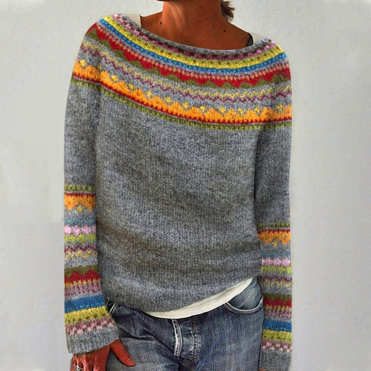 Retro Sweater met Comfortabele Pasvorm en Stijlvol Design