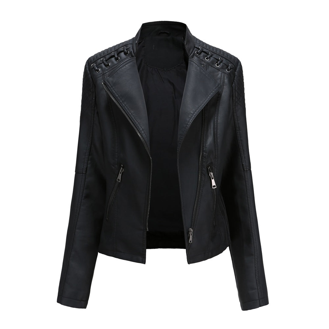 Trendy Dames Bikerjack met Studdetails en Asymmetrische Rits