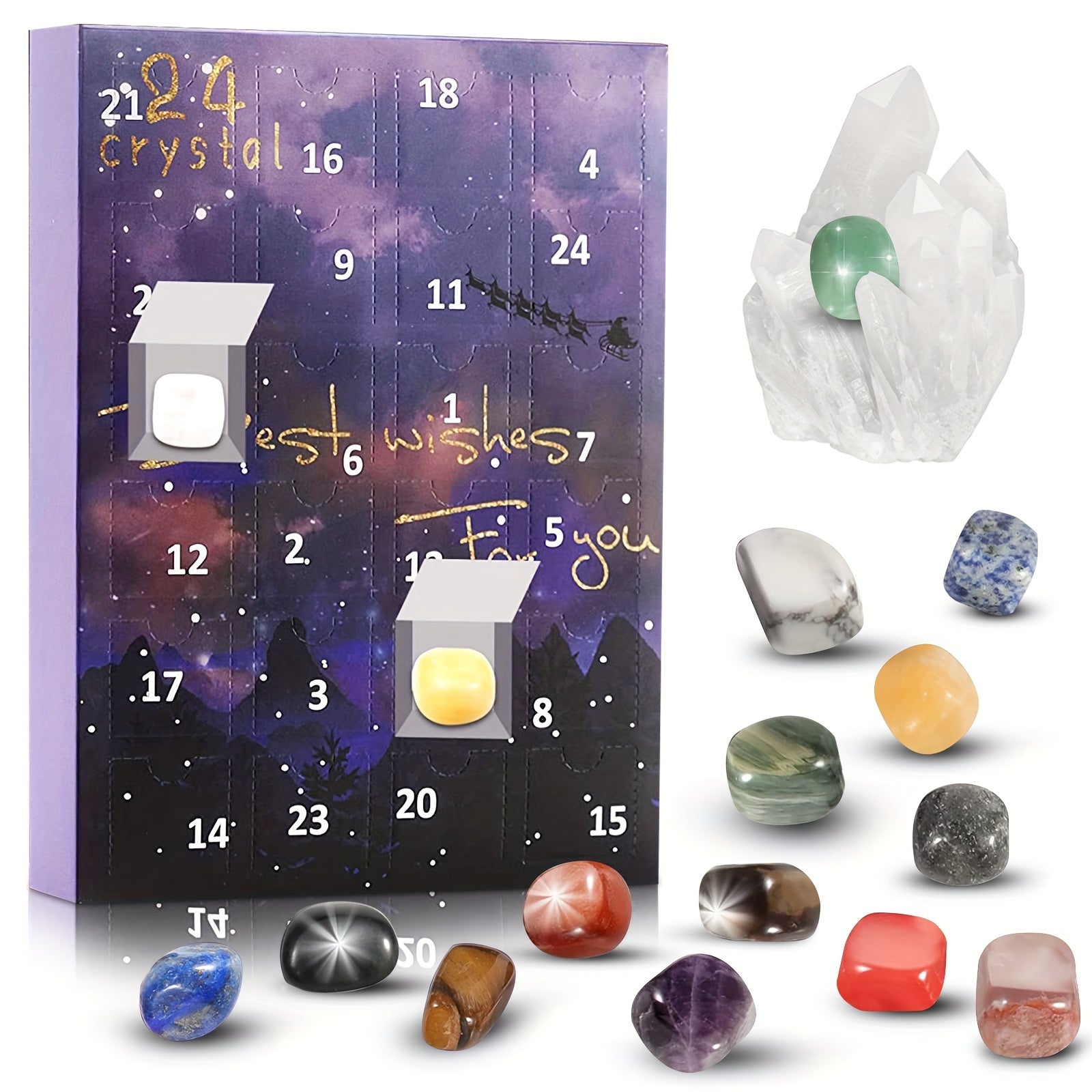 Kristallen Adventskalender – 24 Dagen Natuurlijke Edelstenen Cadeau