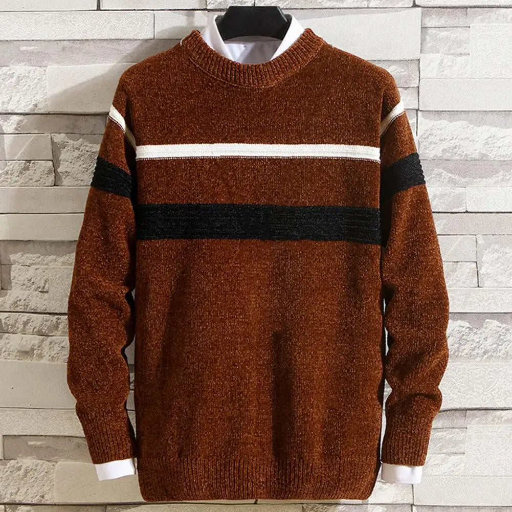 Gestreepte Slim Fit Pullover voor Mannen-mezamstore.nl