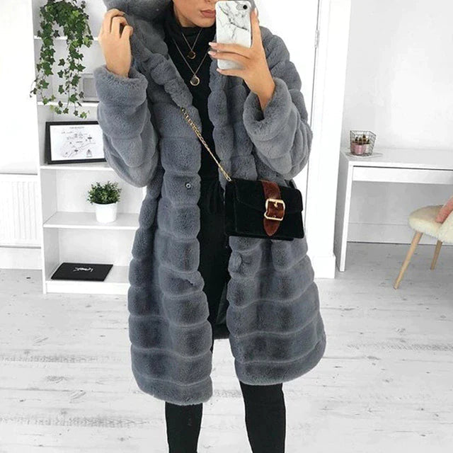 Dames Lange Faux Fur Jas – Elegante en Warme Winterjas
