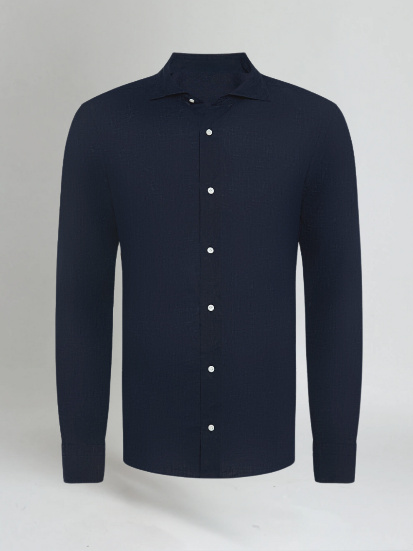 Linnen Overhemd Marineblauw Tijdloos Comfortabel