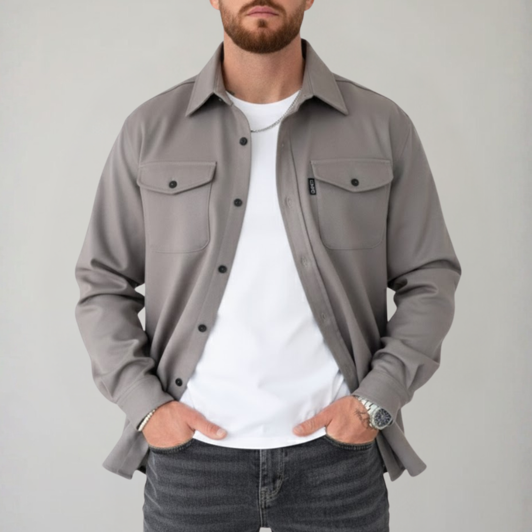 Heren Overshirt Casual met Borstzakken en Knoopsluiting