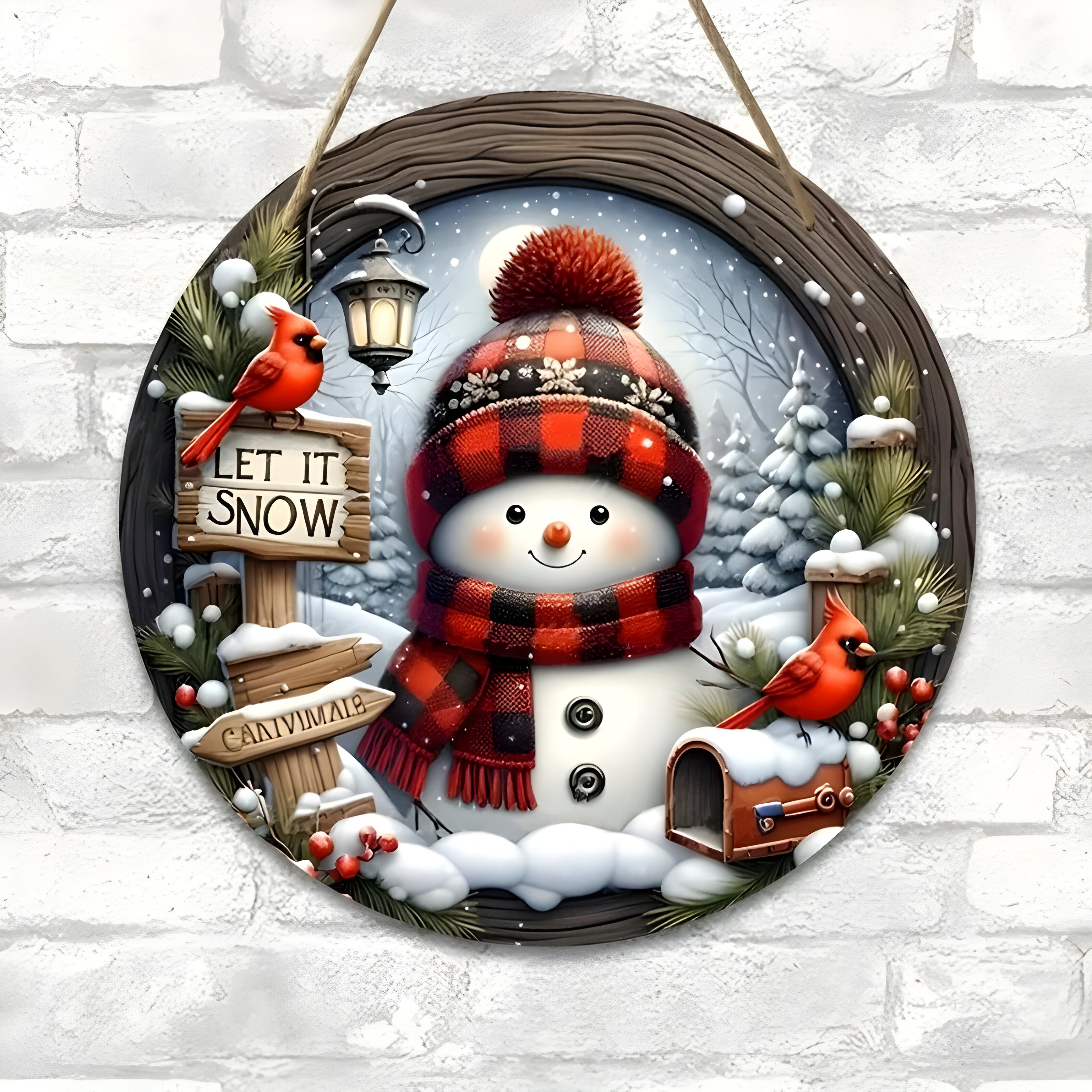 Winter Deurkrans met Sneeuwpop – Kerst Krans Decoratie