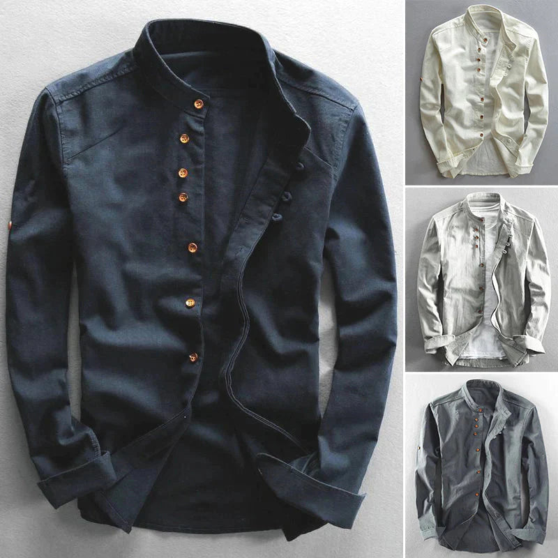 Japans Stijl Overhemd Linnen Katoen Elegantie