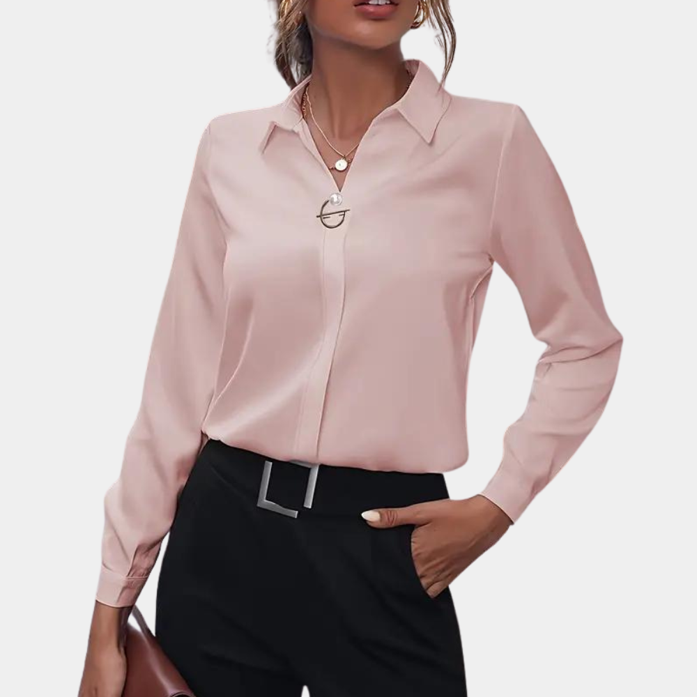 Damesblouse in Effen Kleur - Professionele en Elegante Stijl