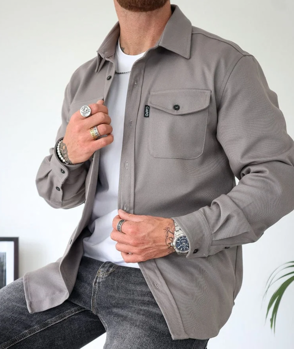 Heren Overshirt met Borstzakken – Casual Lichtgewicht Lange Mouwen