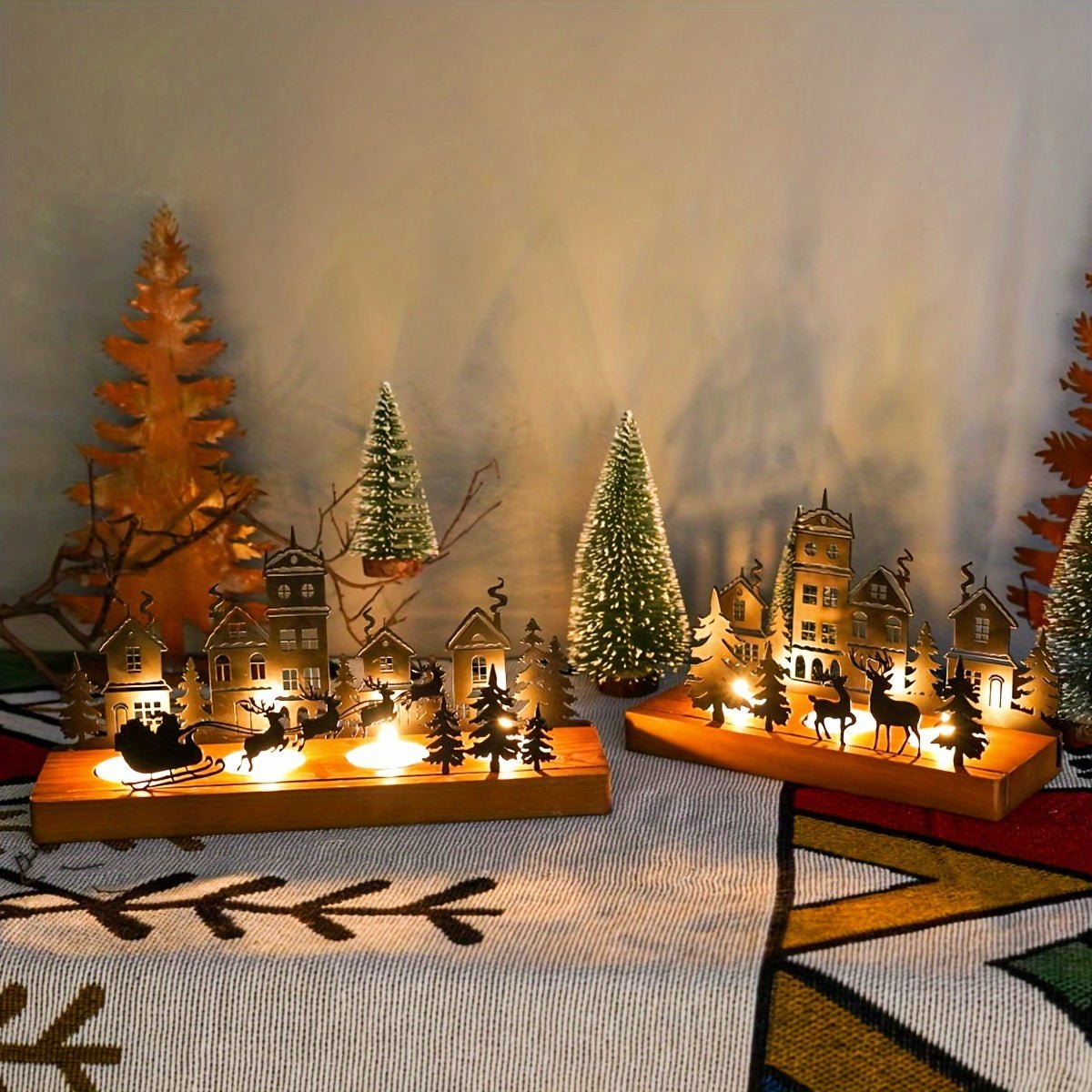 WinterWood - Houten Kerst Kaarsenhouder-mezamstore.nl