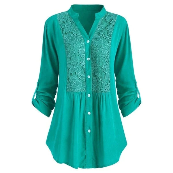 Lange damesblouse met pofmouwen - Chique en veelzijdig