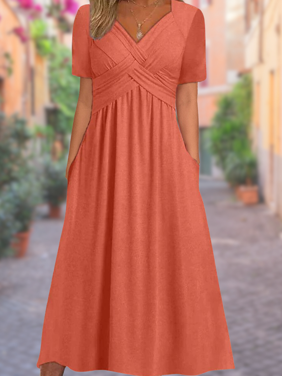 Zomerjurk Midi Dames V Hals Luchtige Pasvorm Casual Dames