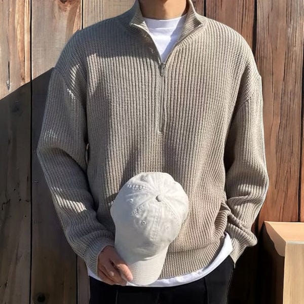 Klassieke Pullover met Plissé-Textuur voor Mannen-mezamstore.nl