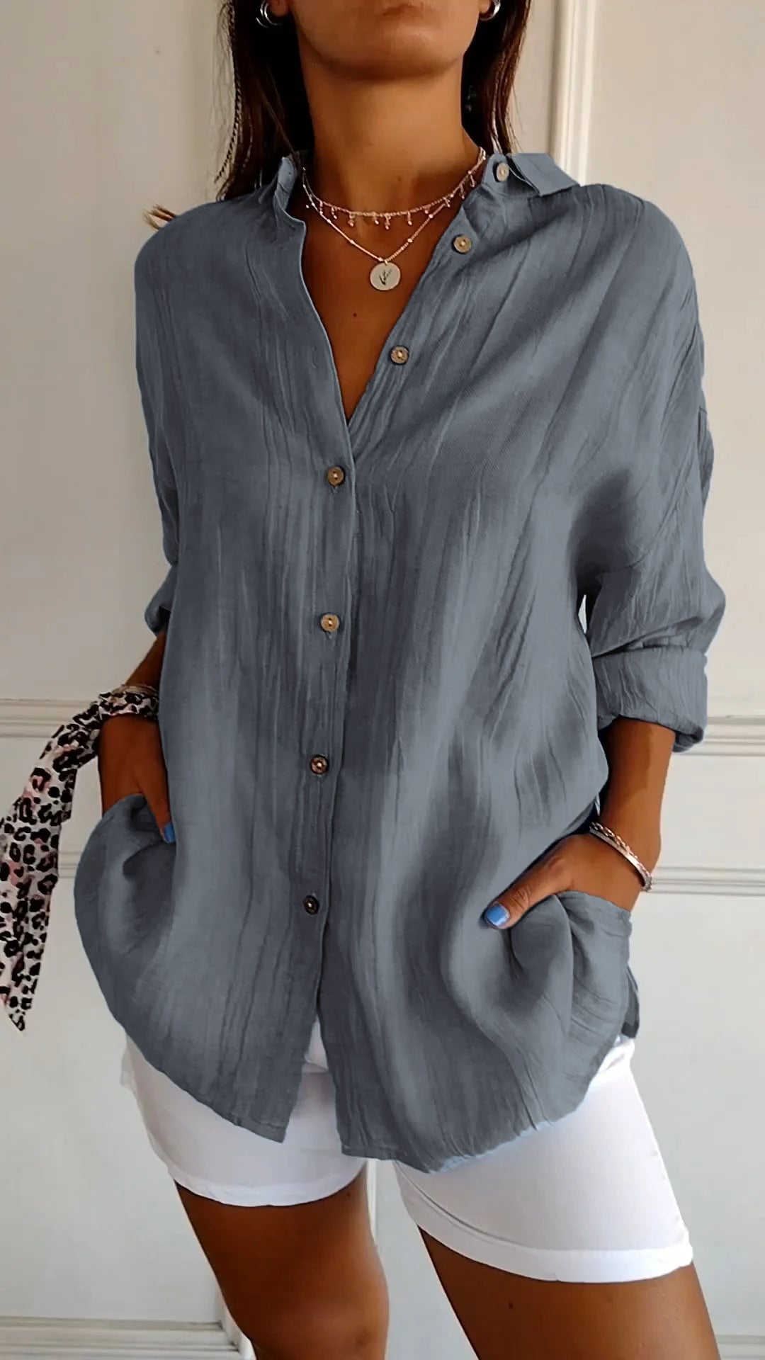 Elegant dames shirt met plooidetail en comfortabele pasvorm