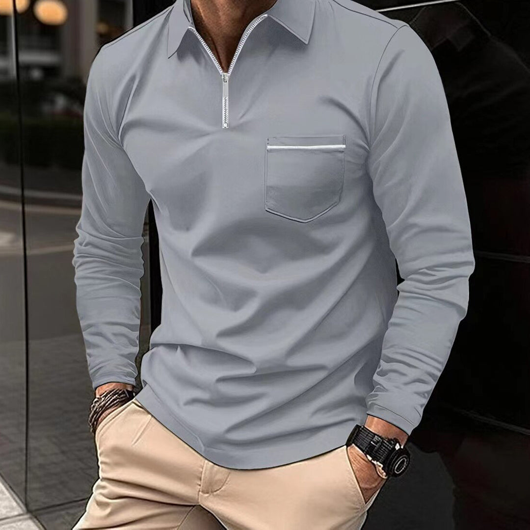 Poloshirt Heren Lange Mouwen met Rits - Stijlvol en Comfortabel