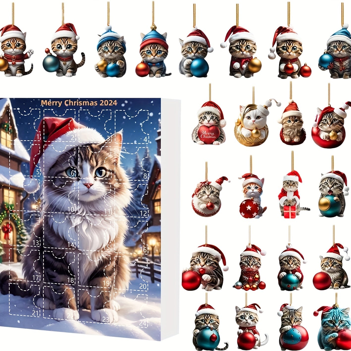 Kerst Kat Ornament – Schattige Hanger voor Boom, Auto & Decoratie
