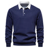 Elegant Heren Langarm Polo Shirt met Klassieke Kraag