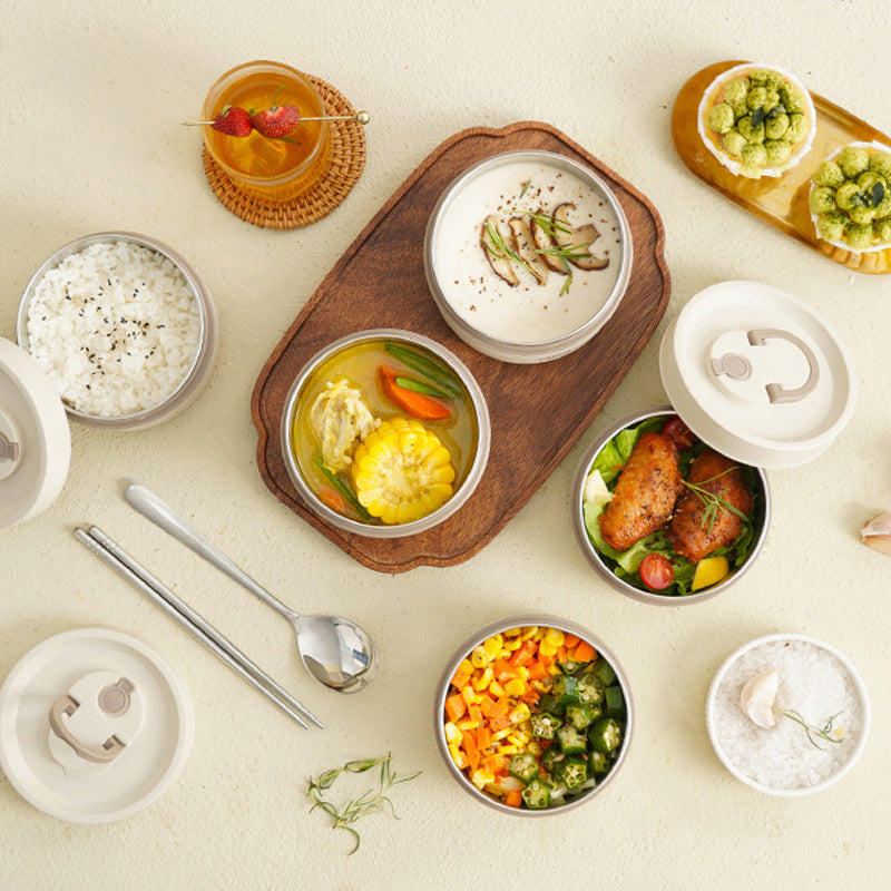 Meerlagige geïsoleerde lunchbox met draagtas – Lekvrij, roestvrij staal, houdt eten urenlang warm of koud, ideaal voor school, werk en onderweg