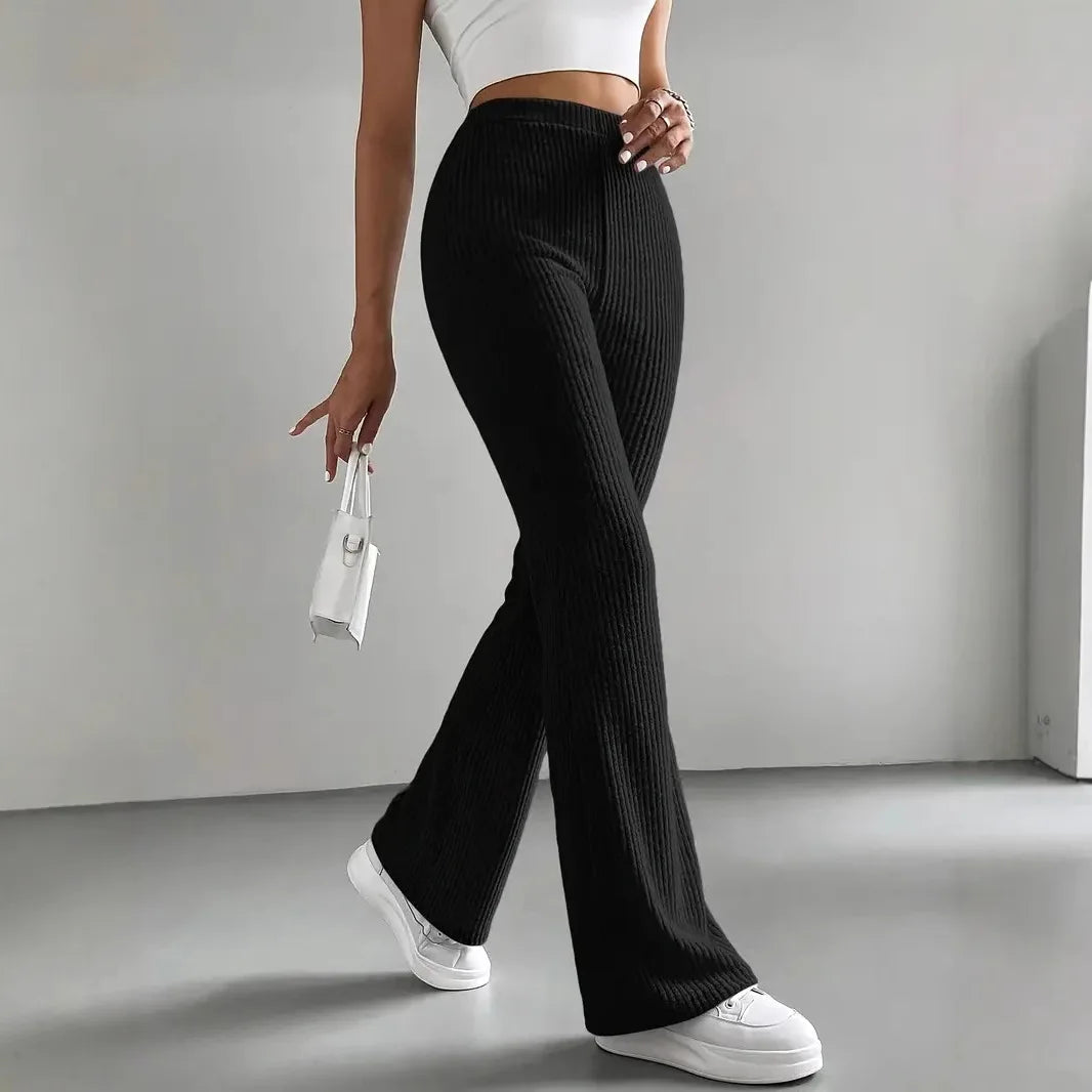 Comfortabele Hoge Taille Broek met Flared Pijpen