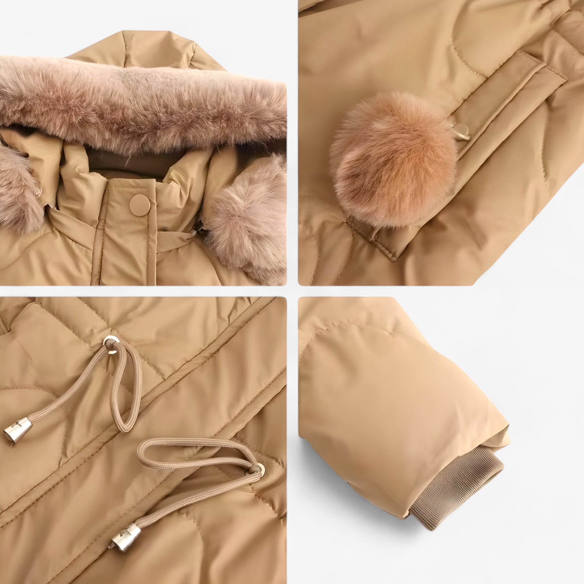 Dames Winterjas – Elegante Warme Jas met Bontkraag en Capuchon