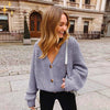 Oversized Strickcardigan met V-Ausschnitt en Knoppen voor Stijl en Comfort-mezamstore.nl