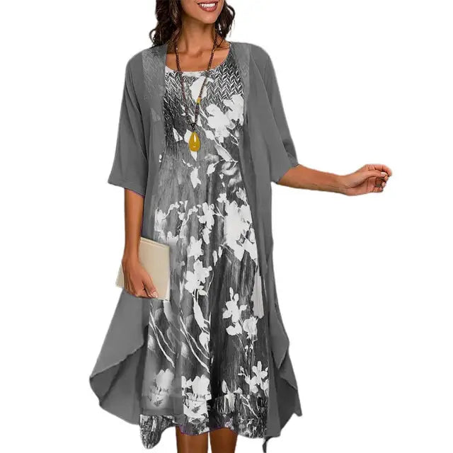 Zomerjurk Dames Bloemenprint met Blazer Elegante Set Dames