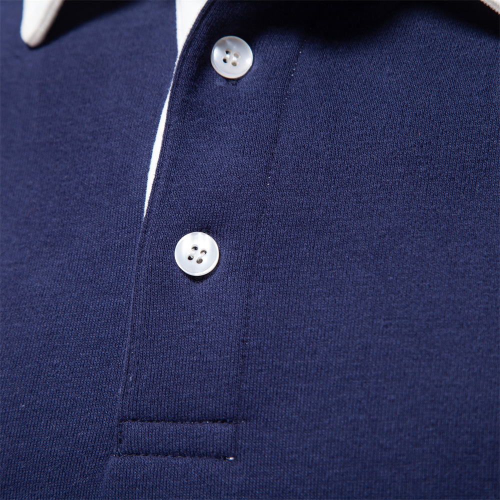 Elegant Heren Langarm Polo Shirt met Klassieke Kraag