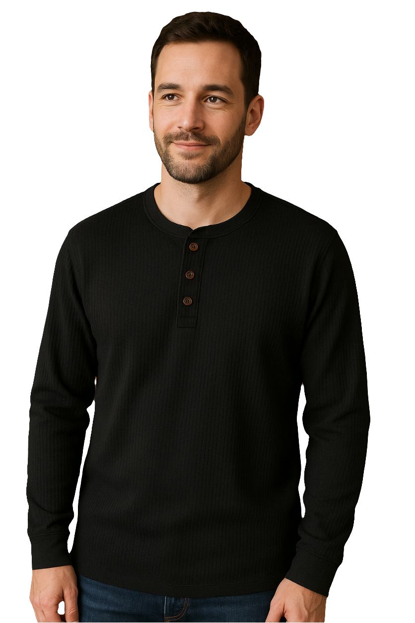 Henley Shirt met Wafelstructuur | Comfortabel Katoen | Casual Herenmode