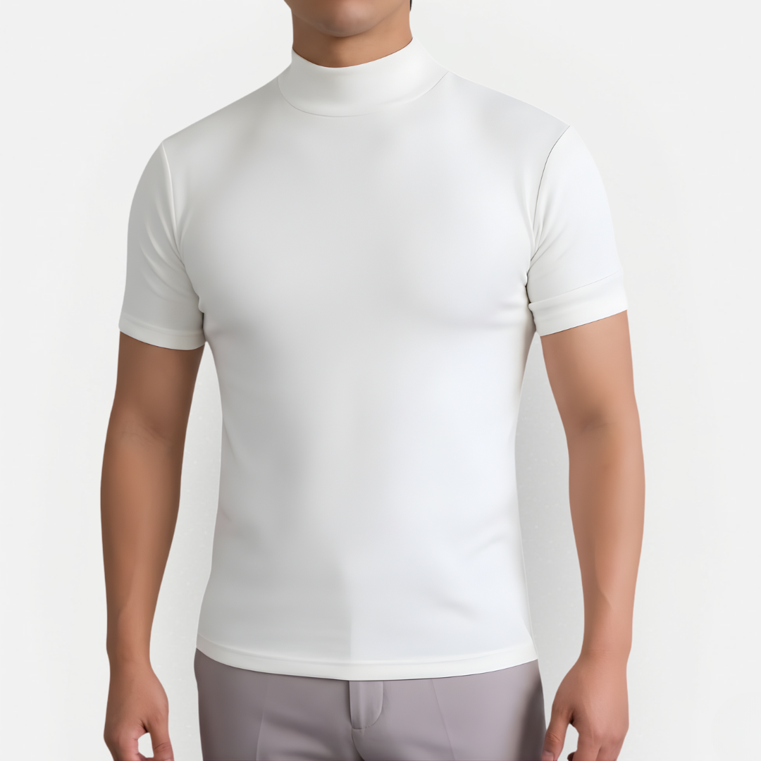 Heren Slim Fit T-Shirt Hoge Kraag – Modern & Comfort