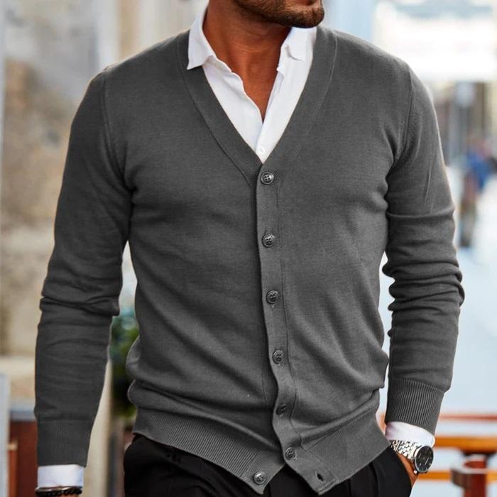 Heren Cardigan met V-Hals en Knopen - Stijlvol en Comfortabel
