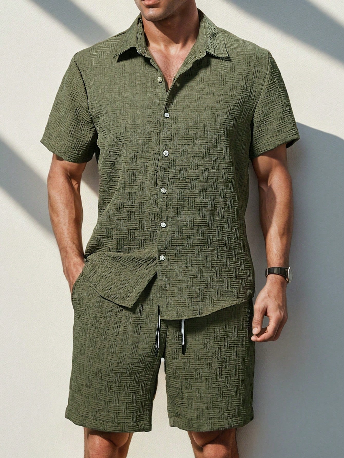 Herenset Zomer Overhemd en Shorts Casual Look