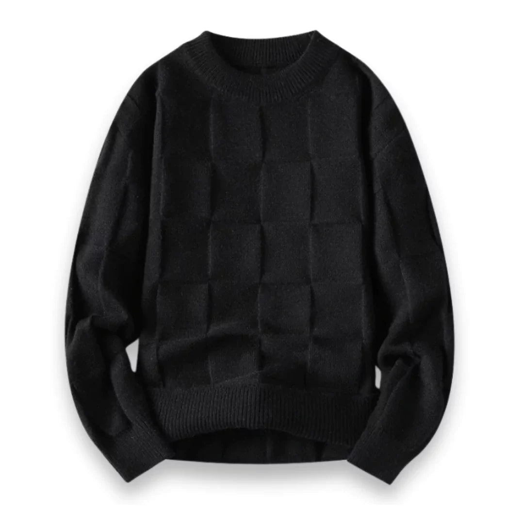 Herentrui met structuurpatroon – Moderne gebreide trui met ronde hals