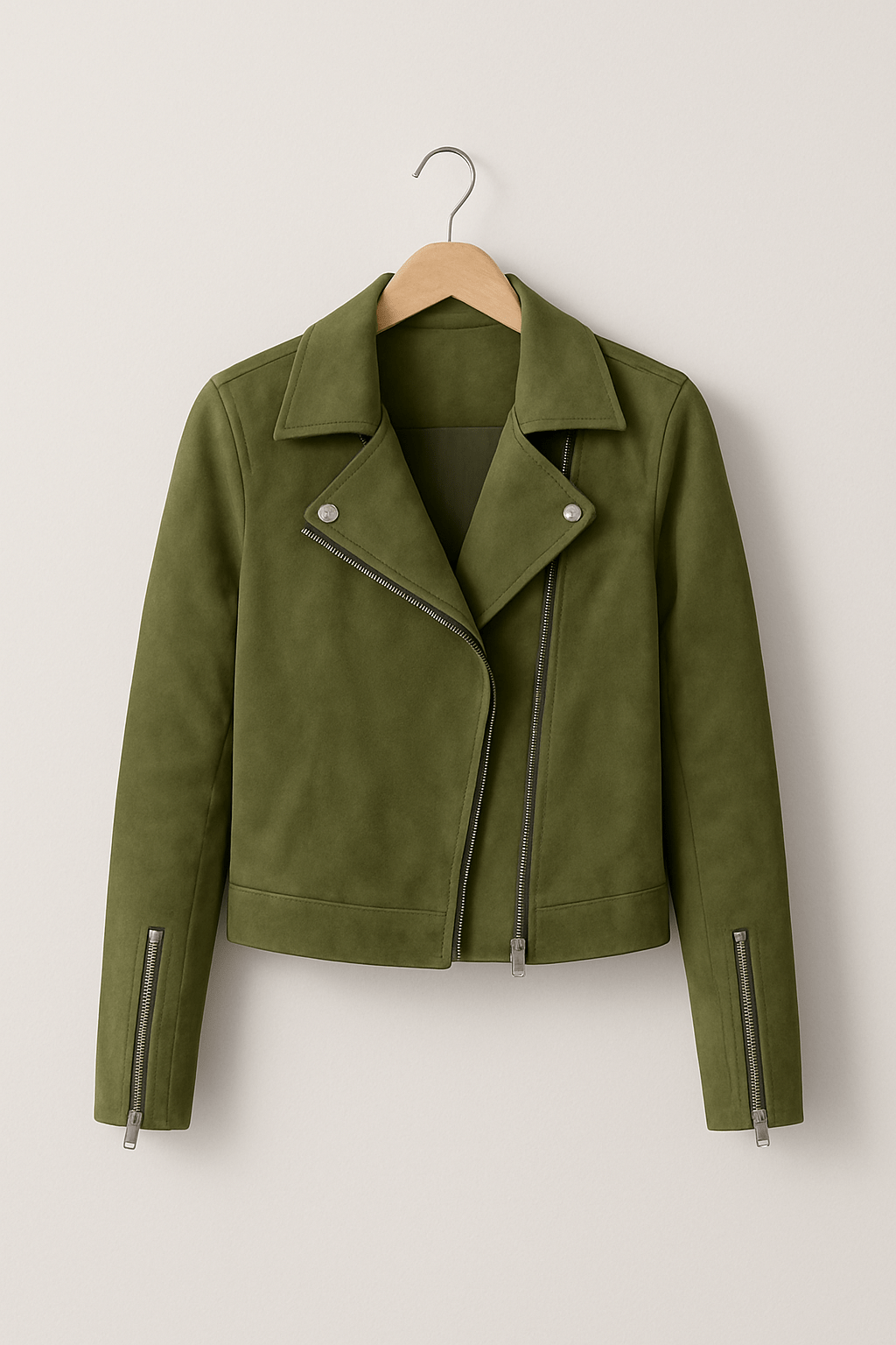 Dames Bikerjack – Stijlvolle Jas van Imitatie Suède in Wildlederlook