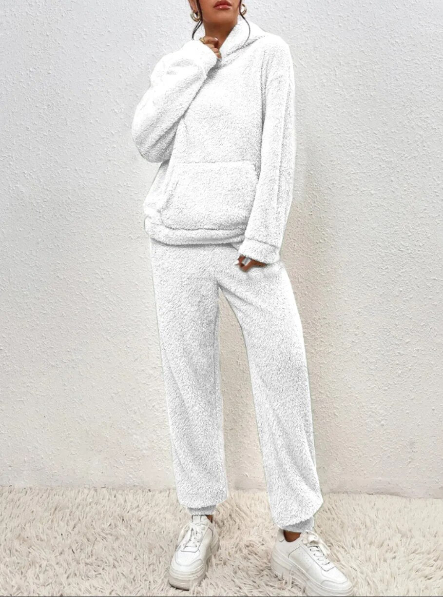 Dames Fleece Loungewear Set – Zachte Hoodie & Broek voor de Winter