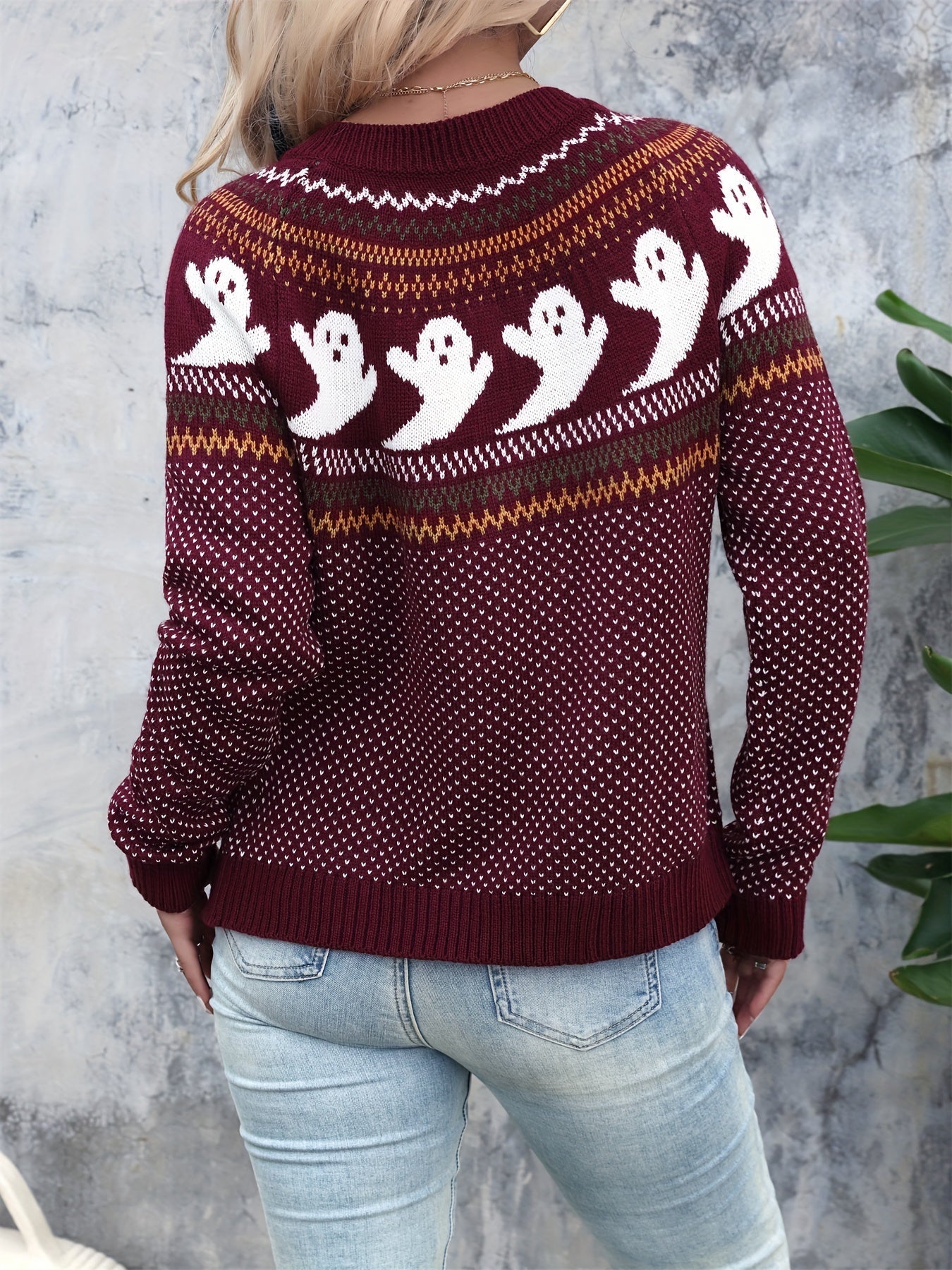 Halloween Strickjacke met Geistermotief - Comfortabel en Stijlvol-mezamstore.nl