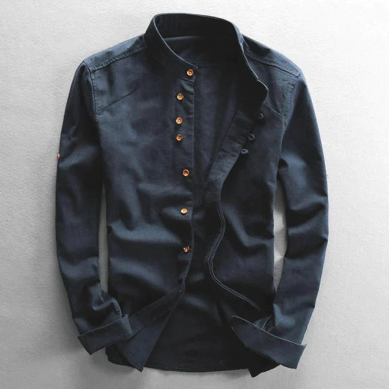 Japans Stijl Overhemd Linnen Katoen Elegantie