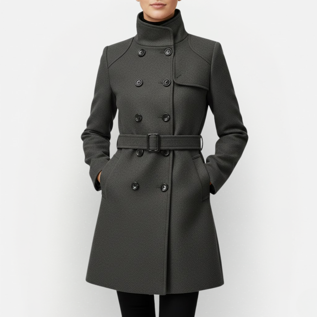 Elegante Dames Trenchcoat met Ceintuur en Knopenrij