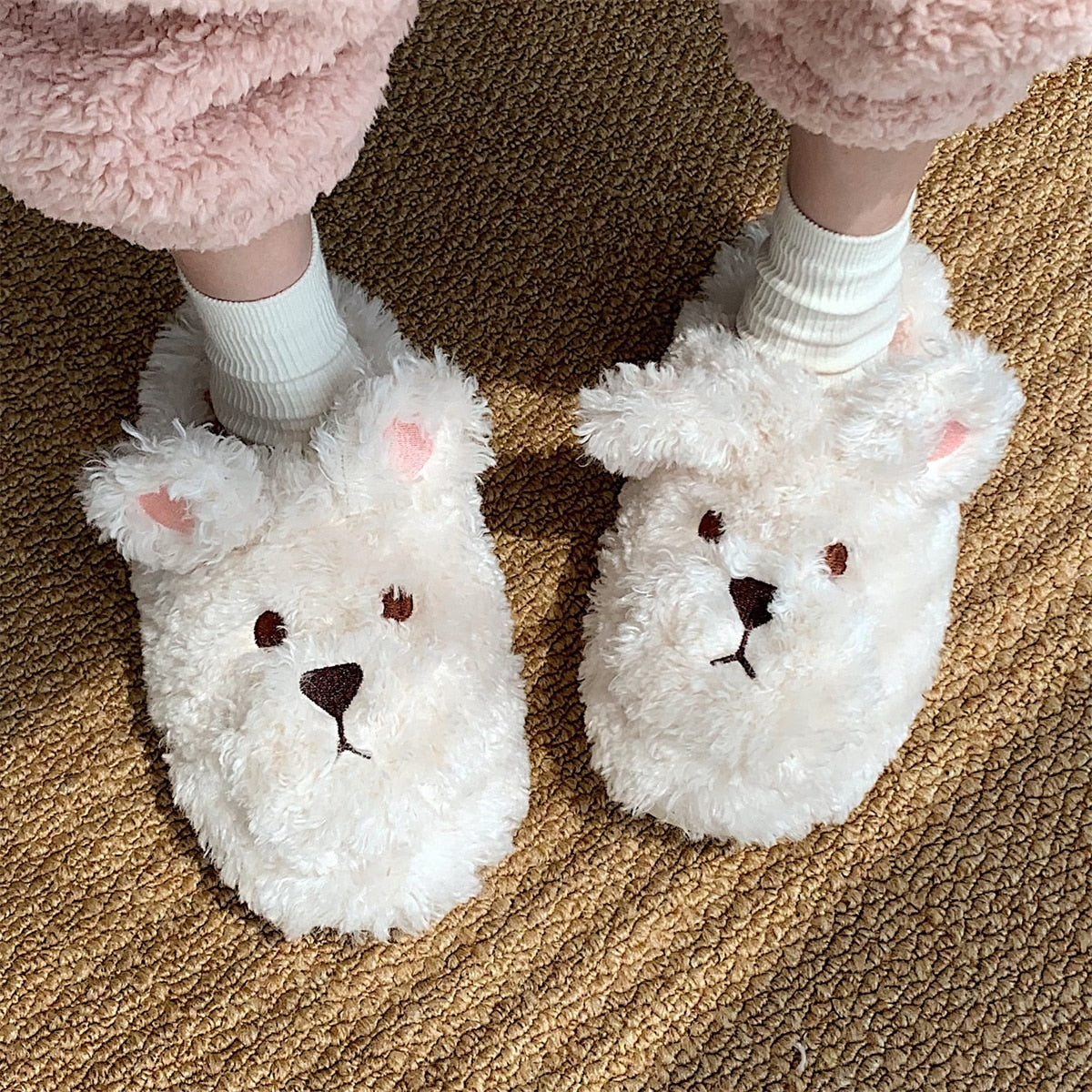 Fluffy Dierenpantoffels – Warme Sloffen met Antislip Zool